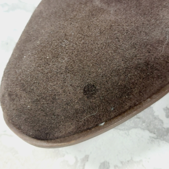 Lucky Brand Brown Leather Suede Side Zipper Heels Ankle Bootie V673 - Picture 12 of 13